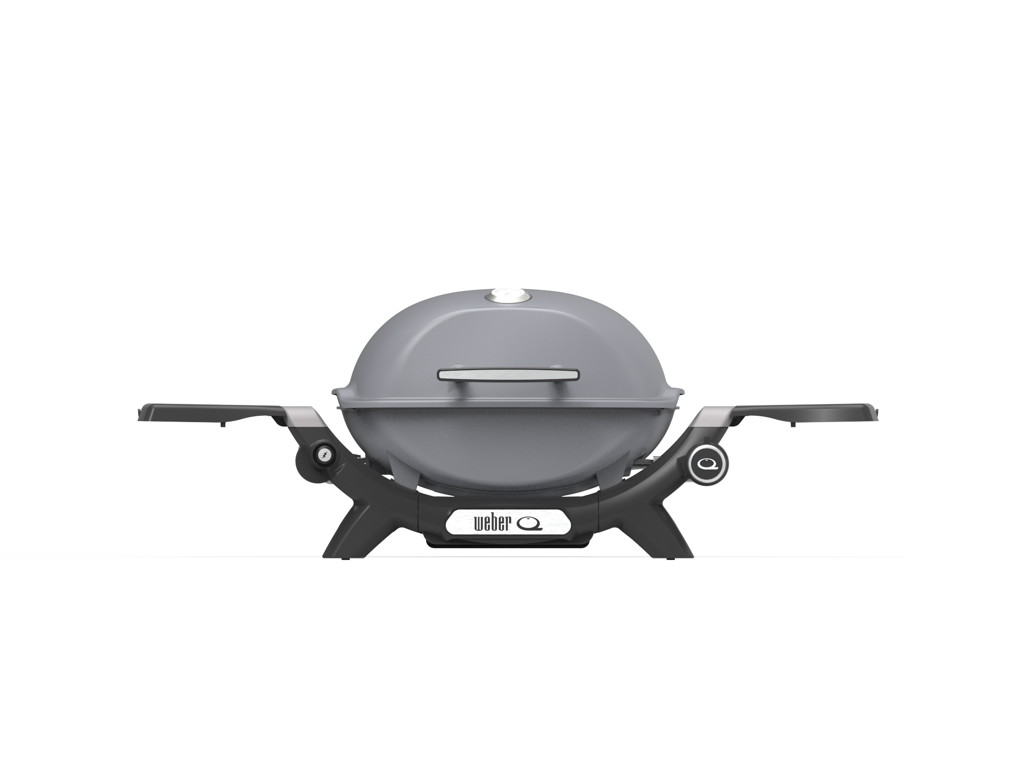 Weber Q 1200 front view in smoke grey